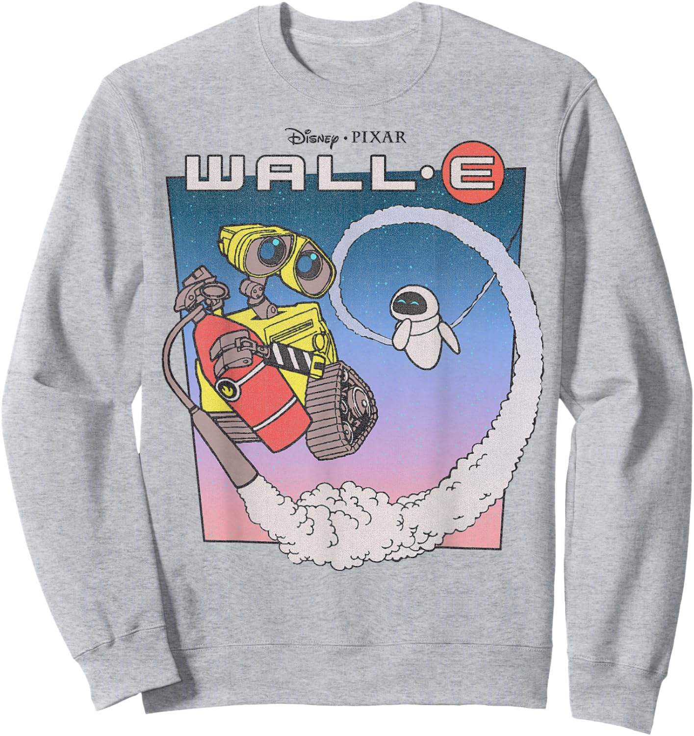 Disney Pixar Wall-E Fly Eve Retro Distressed Sweatshirt - Sweatshirt | Ash