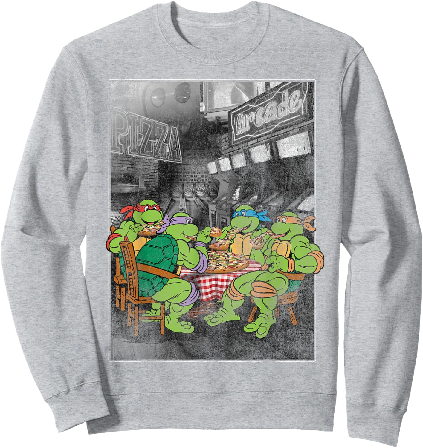 Teenage Mutant Ninja Turtles Pizza Eating And Arcade Sweatshirt - Sweatshirt | Ash