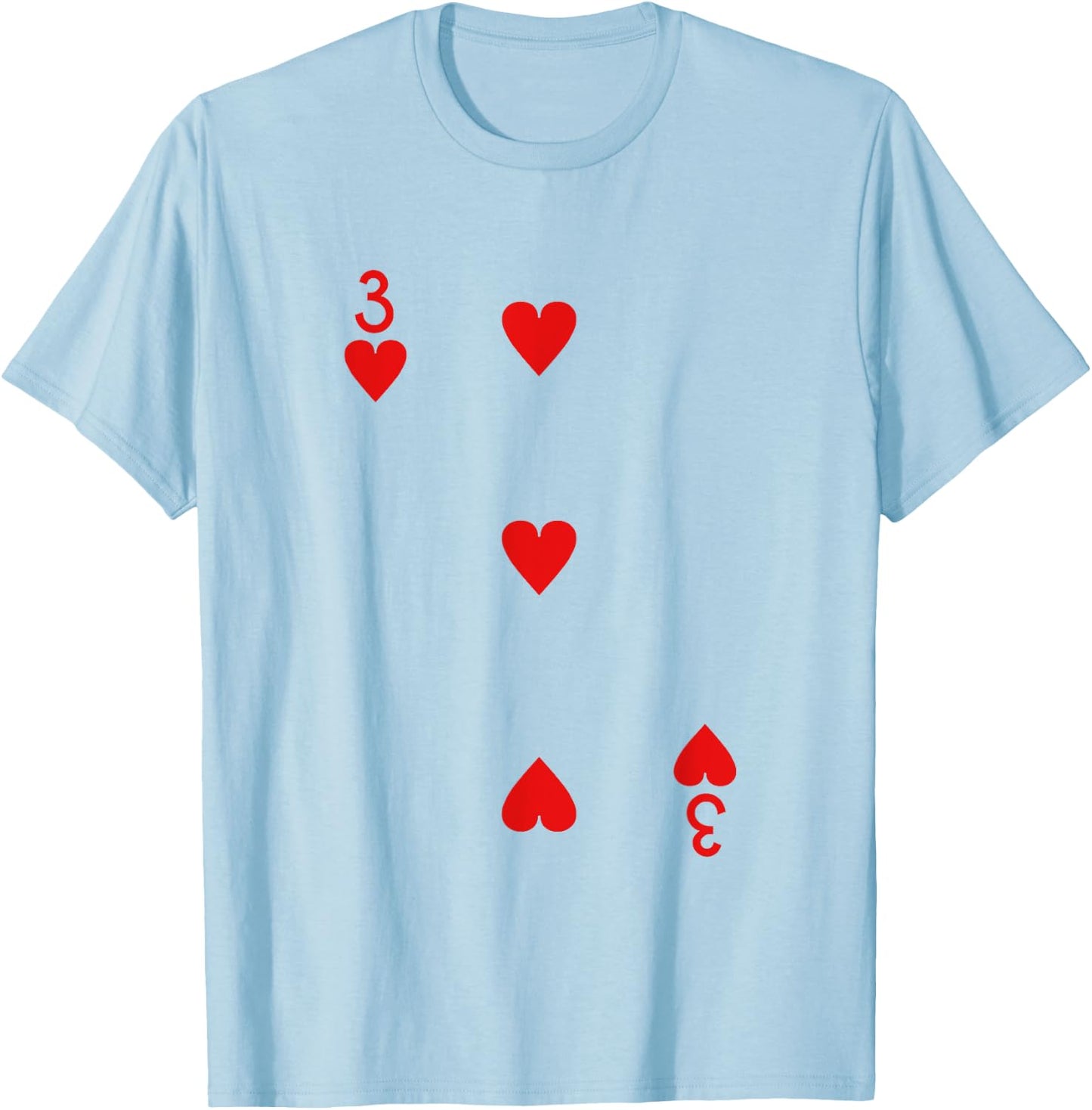 Three Of Hearts Deck Of Cards Playing Cards Halloween Poker T-Shirt - T-Shirt | Light Blue
