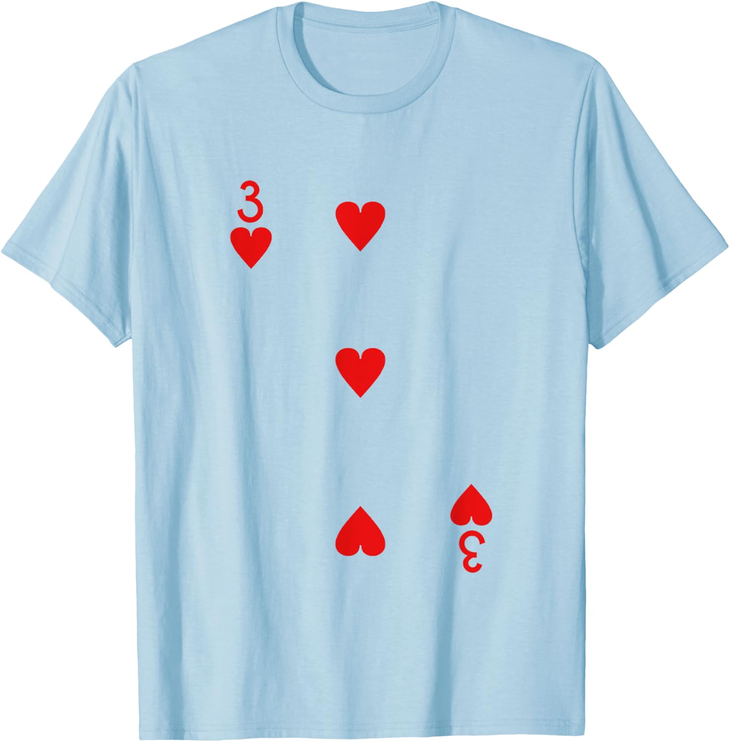 Three Of Hearts Deck Of Cards Playing Cards Halloween Poker T-Shirt - T-Shirt | Light Blue