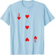 Three Of Hearts Deck Of Cards Playing Cards Halloween Poker T-Shirt - T-Shirt | Light Blue