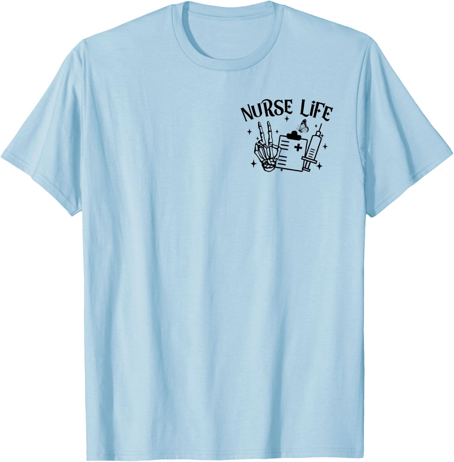 Some Days I Rock It Some Days It Rock Me Skeleton Nurse Life T-Shirt - T-Shirt | Light Blue