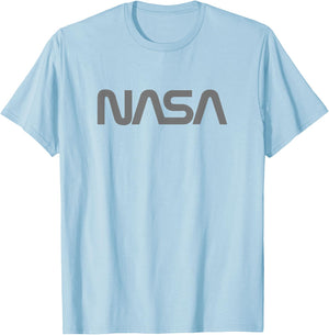 Officially Licensed NASA Worm Logo Gray Space Gift T-Shirt - T-Shirt | Light Blue