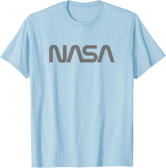 Officially Licensed NASA Worm Logo Gray Space Gift T-Shirt - T-Shirt | Light Blue