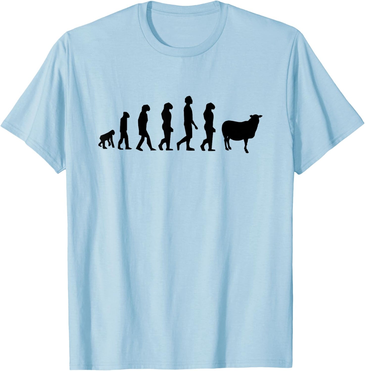 Evolution Of Man Monkey Sheep Funny Political Meme T-Shirt - T-Shirt | Light Blue