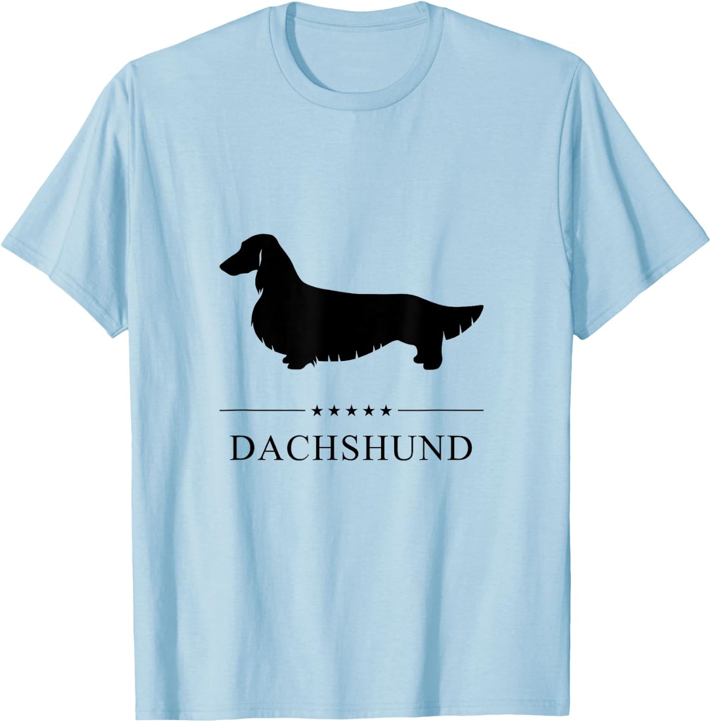 Longhaired Dachshund Black Silhouette T-Shirt - T-Shirt | Light Blue