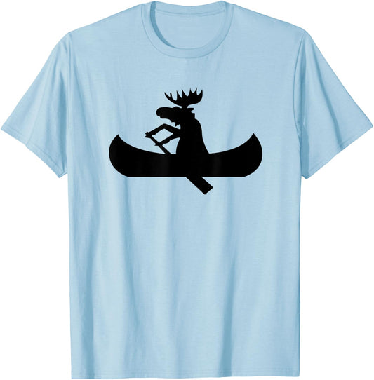 Lake Shirt | Moose in a Canoe Camping Shirt T-Shirt - T-Shirt | Light Blue