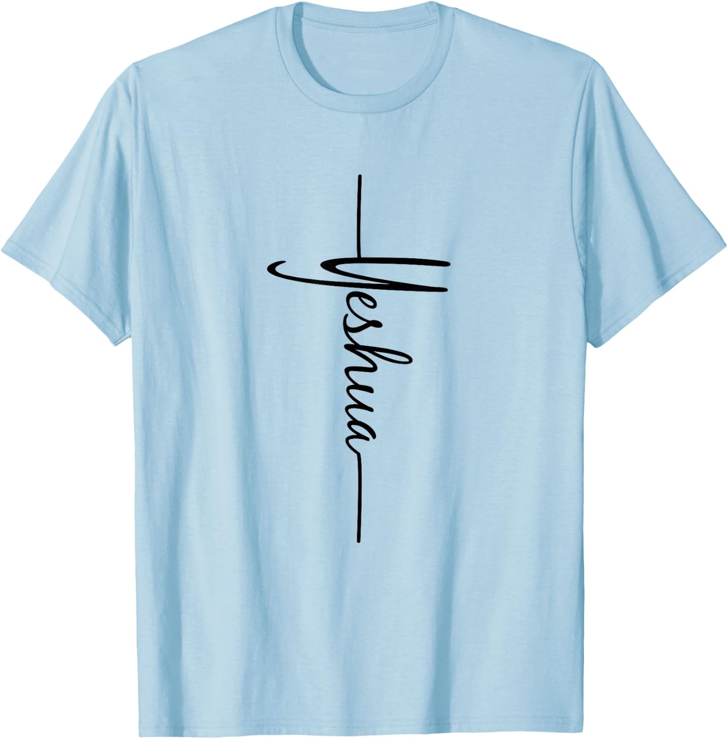Christian Faith Cross Script - Yeshua T-Shirt - T-Shirt | Light Blue