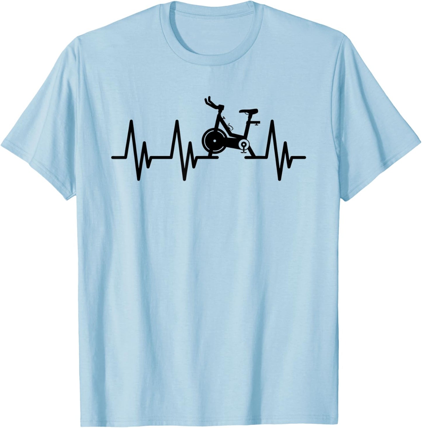Love Spin Heartbeat Funny Gym Workout Fitness Spinning Class T-Shirt - T-Shirt | Light Blue
