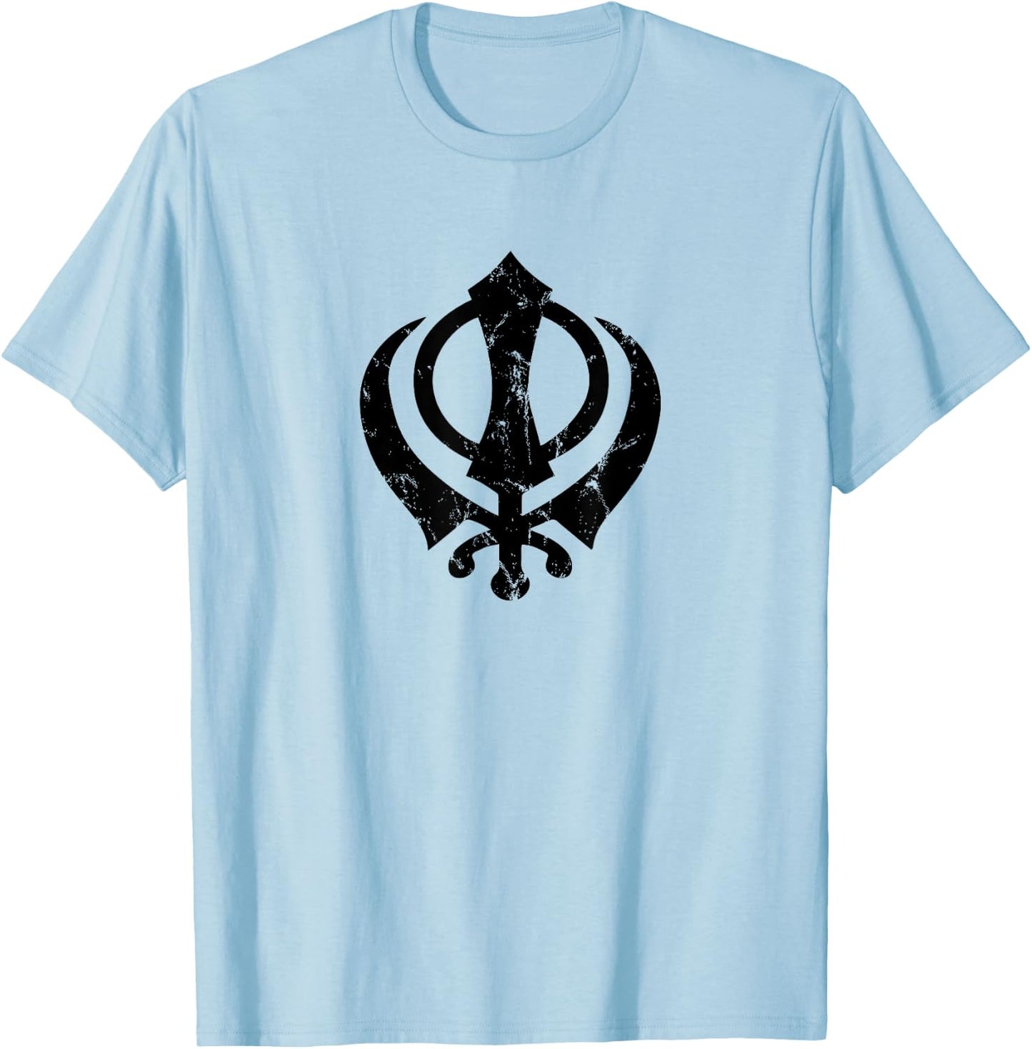 Khanda Sikh Symbol Chakkar Kirpans Chakra Sikhism Sign T-Shirt - T-Shirt | Light Blue