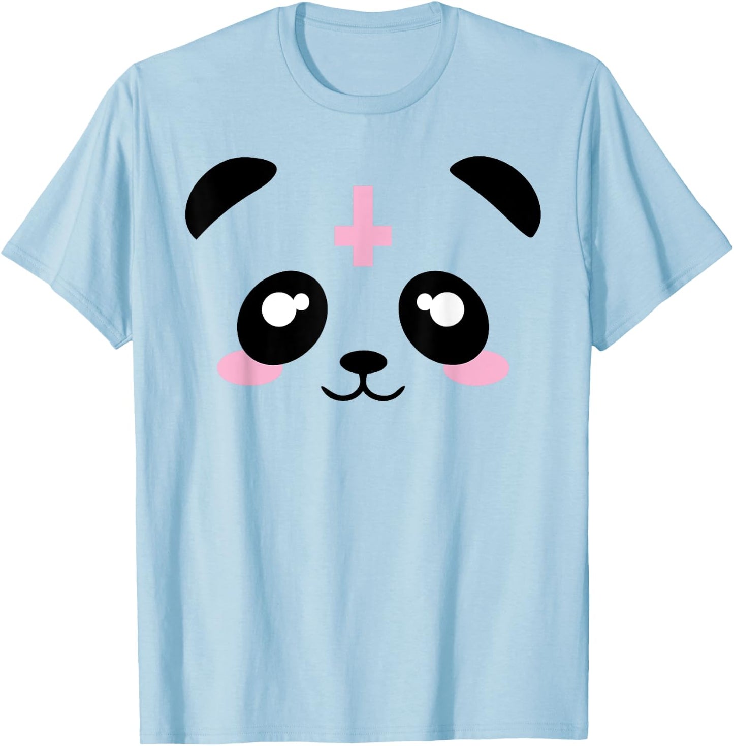 Pastel Goth Kawaii Punk Upside Down Cross Panda Shirt T-Shirt - T-Shirt | Light Blue
