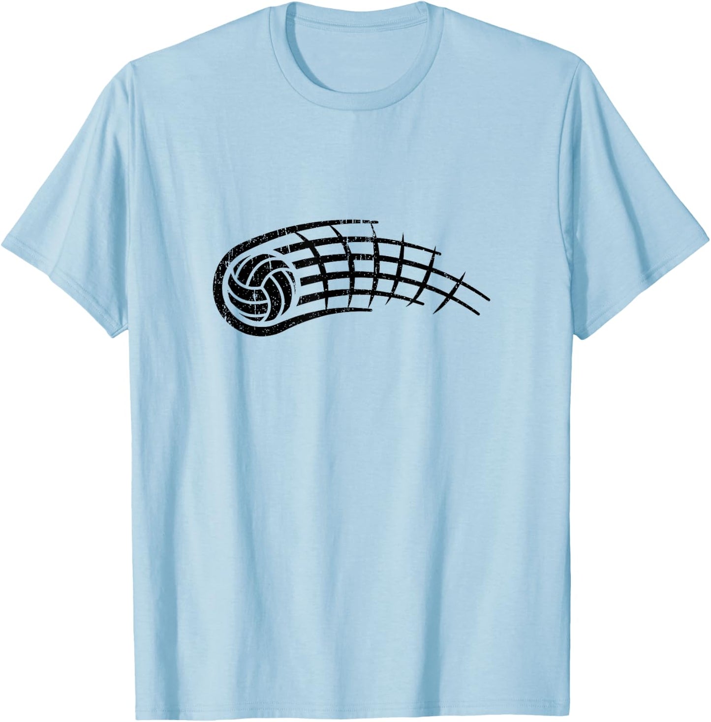 Black and White Volleyball Logo Sports Tribal Distressed T-Shirt - T-Shirt | Light Blue