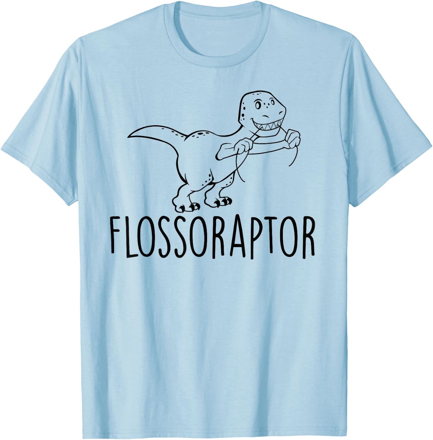 Flossoraptor Floss Cute Raptor Funny DDS Dental Babe T Shirt T-Shirt - T-Shirt | Light Blue
