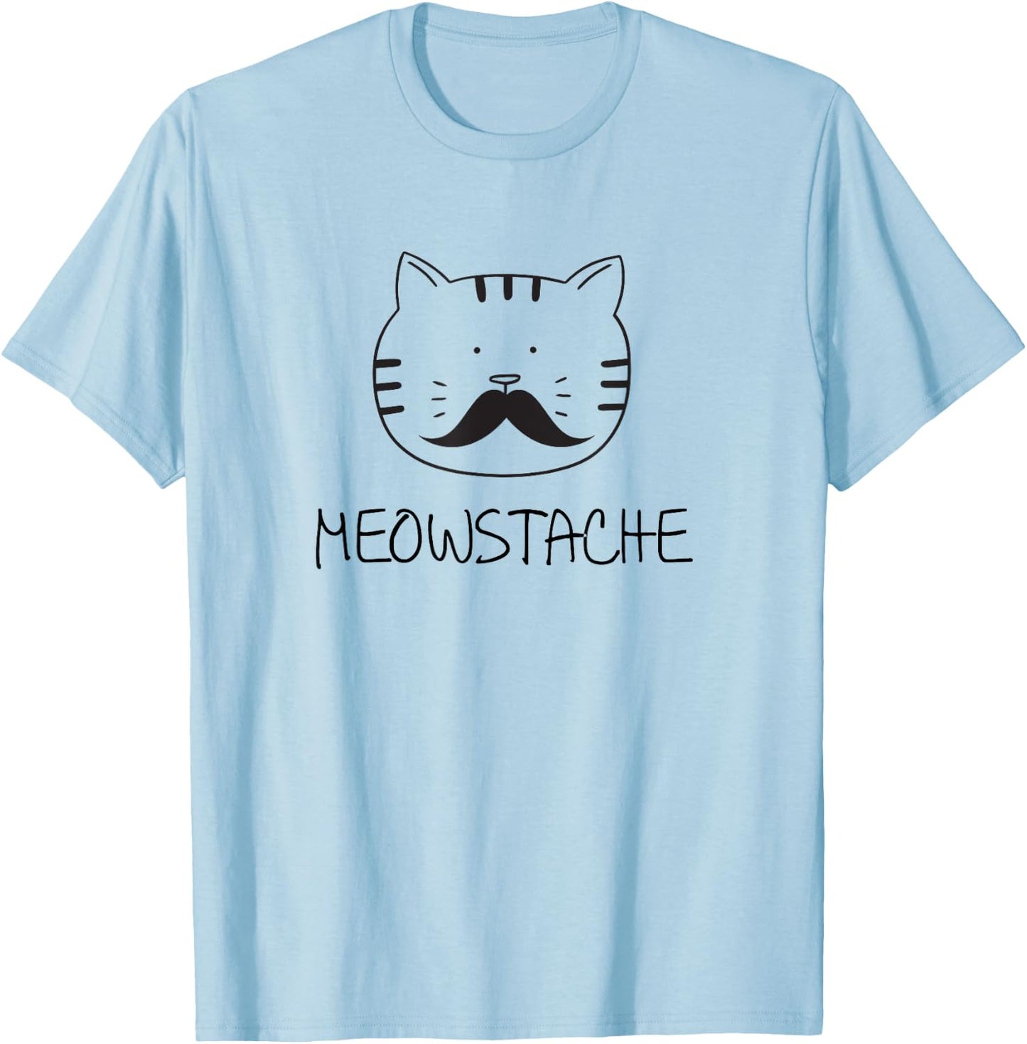 Funny cat mustache meowstache gift Men Women Girls Kids T-Shirt - T-Shirt | Light Blue