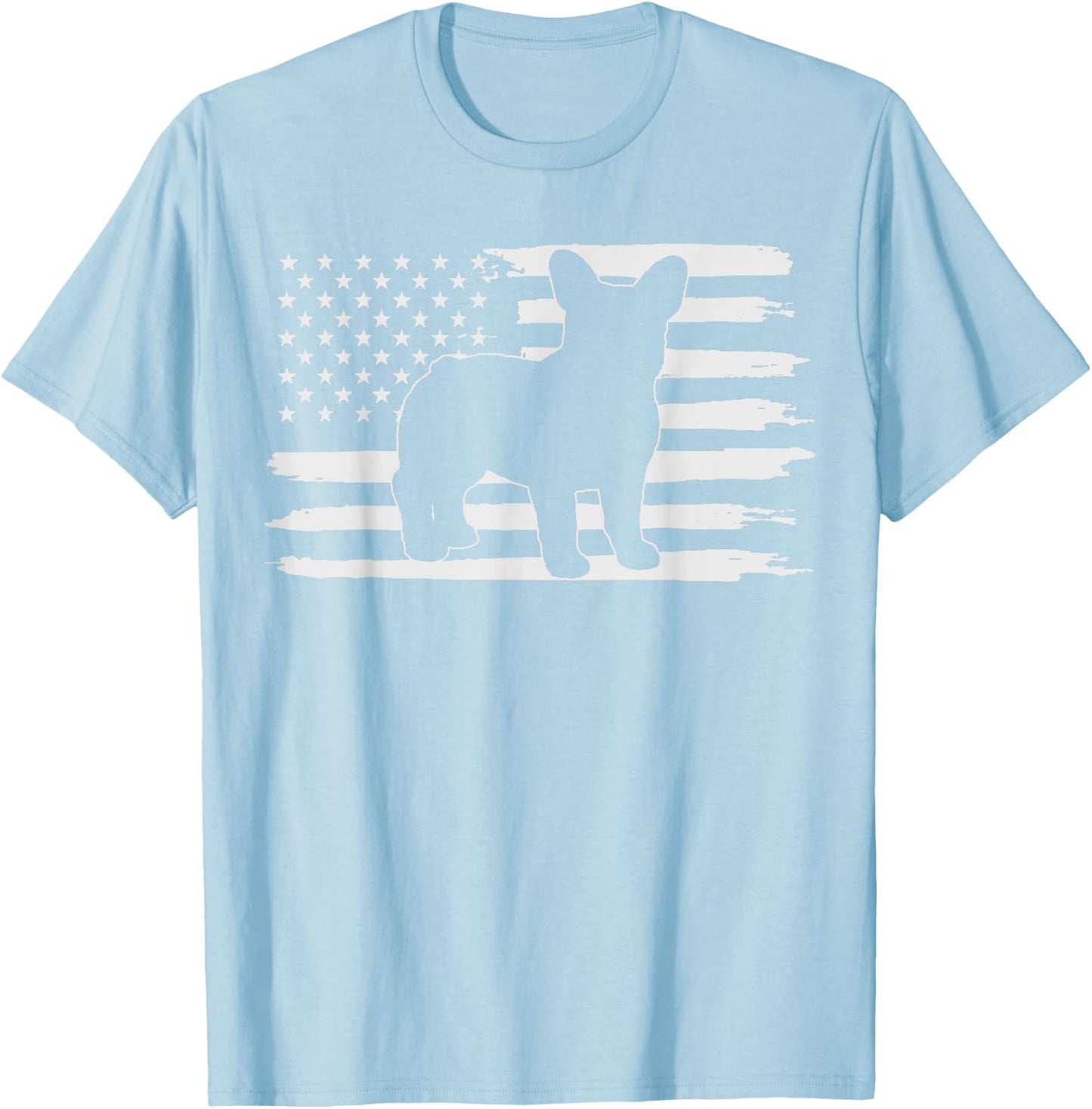Frenchie Shirt French Bulldog 4th of July Kids Men T-Shirt - T-Shirt | Light Blue