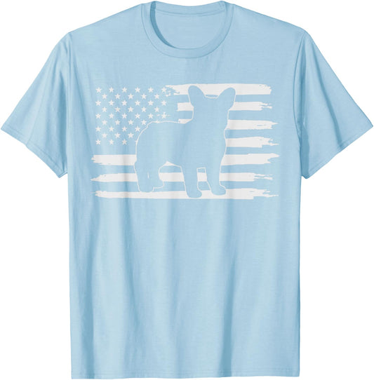 Frenchie Shirt French Bulldog 4th of July Kids Men T-Shirt - T-Shirt | Light Blue
