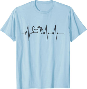 Funny Sewing Quilting Patchwork Heartbeat Men Women T-Shirt - T-Shirt | Light Blue