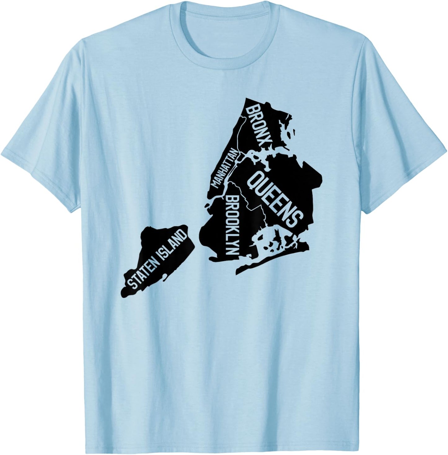 New York City Boroughs Map T-Shirt - T-Shirt | Light Blue