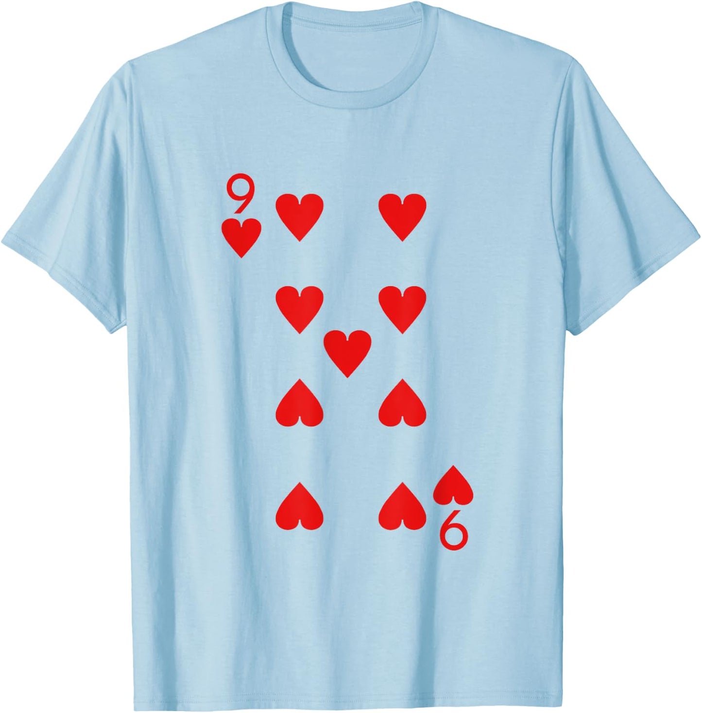Nine Of Hearts Deck Of Cards Playing Cards Halloween Poker T-Shirt - T-Shirt | Light Blue