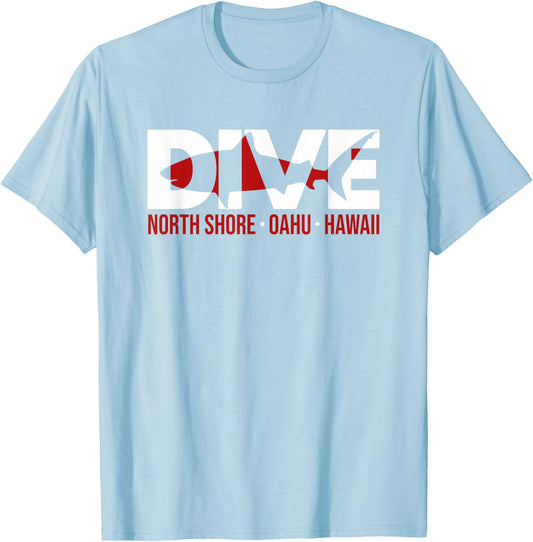 SHARK DIVE Hawaii North Shore Oahu DIVING T Shirt T-Shirt - T-Shirt | Light Blue
