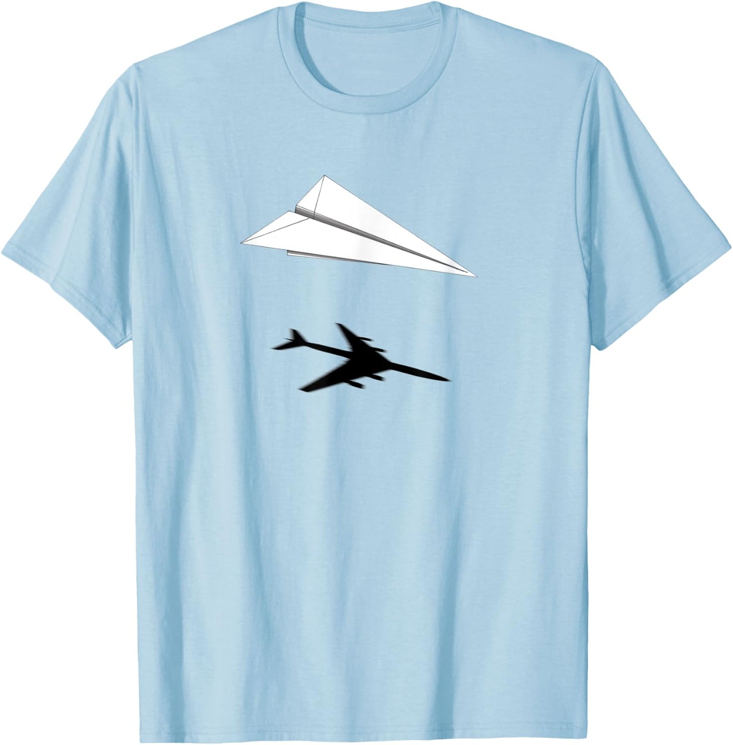 Paper Airplane Shadow 747 A340 A380 T-Shirt - T-Shirt | Light Blue