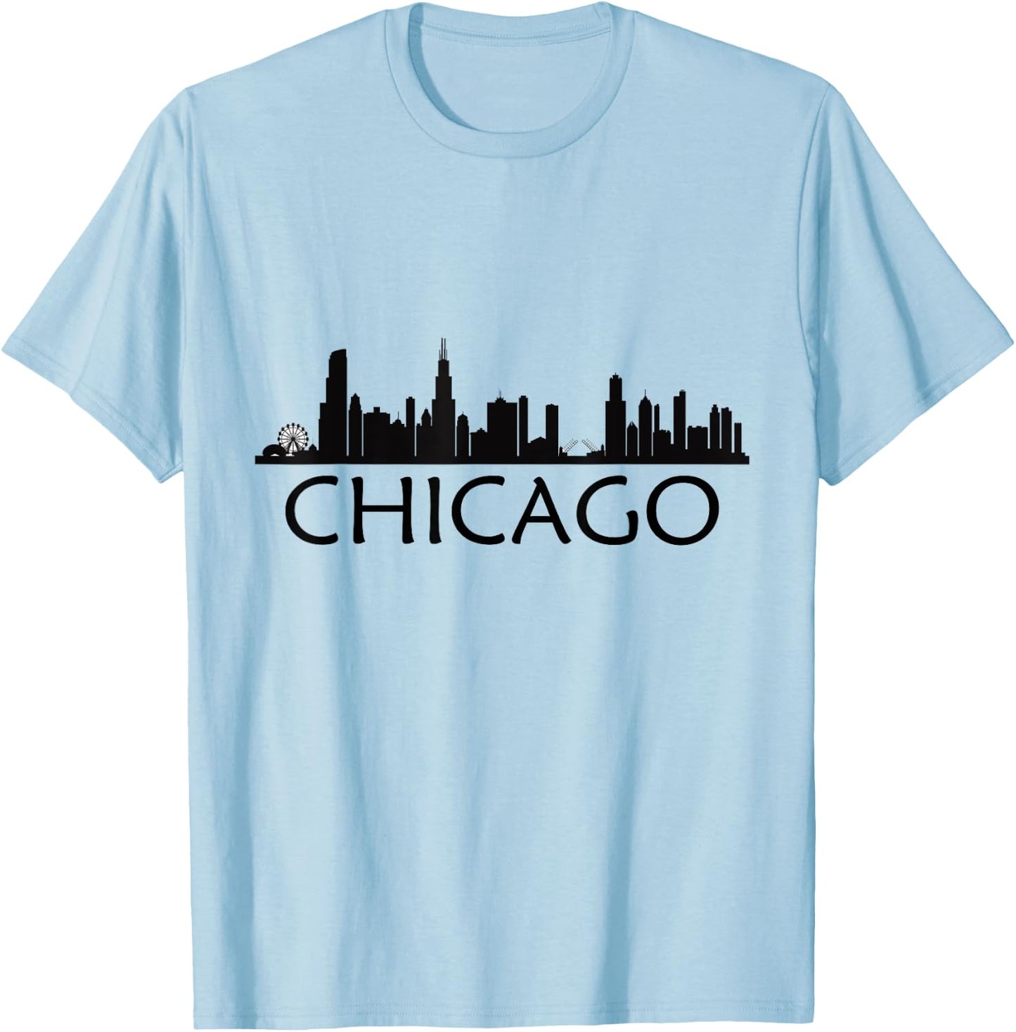 Chicago Skyline Chi Town I Love Wind City T-Shirt - T-Shirt | Light Blue