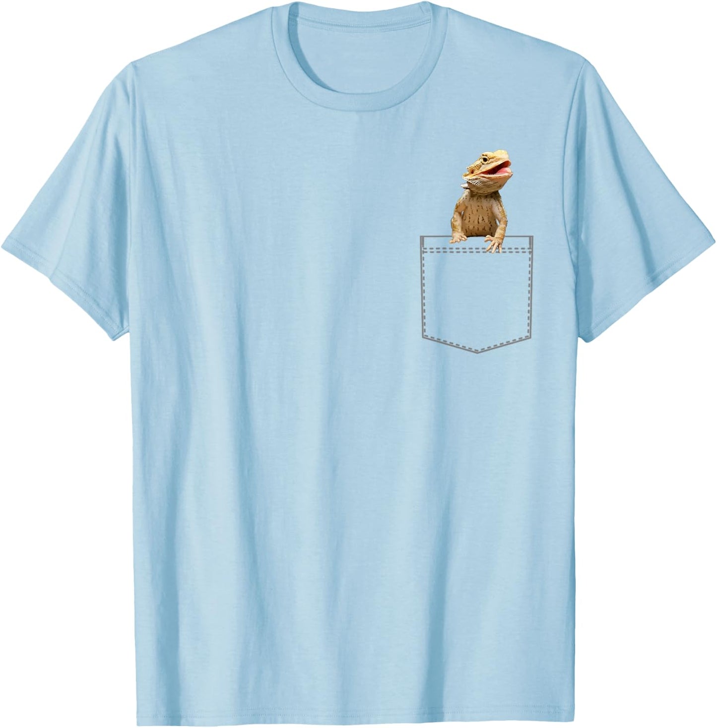 Bearded Dragon Shirt Youth Lizard Clothing Pocket T-Shirt - T-Shirt | Light Blue