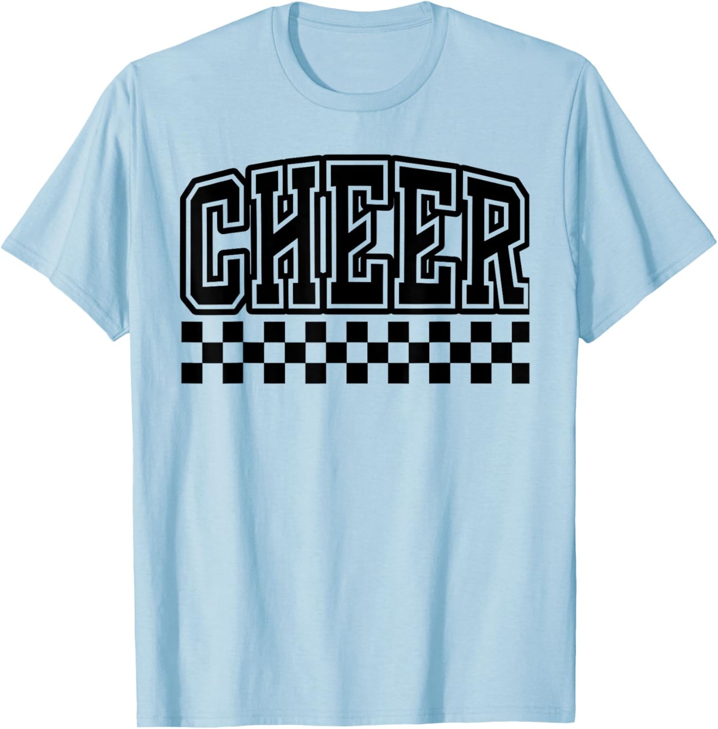 Checkered Cheer Cheerleading for Cheerleader Squad BFF Youth T-Shirt - T-Shirt | Light Blue