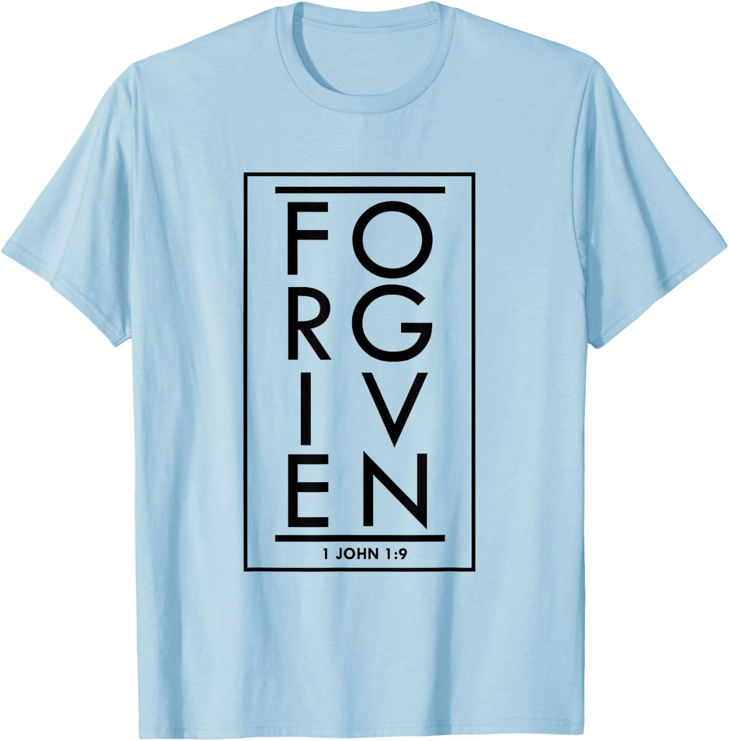 Forgiven 1 John 1:9 Bible Scripture Verse Christian T-Shirt - T-Shirt | Light Blue