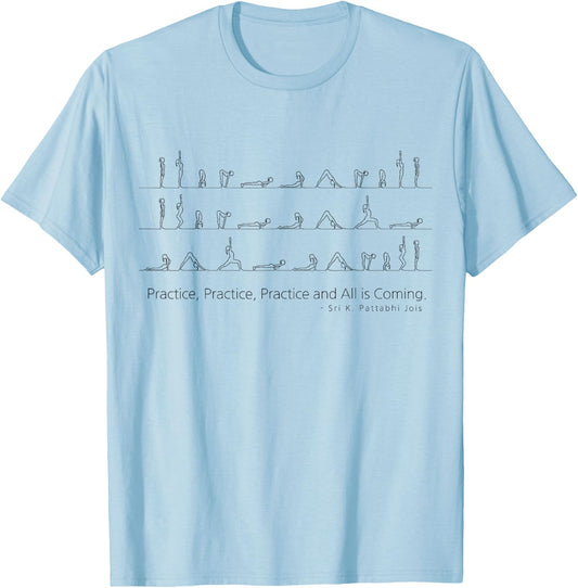 Ashtanga Vinyasa Yoga Sun Salutation Surya Namaskar Quotes T-Shirt - T-Shirt | Light Blue