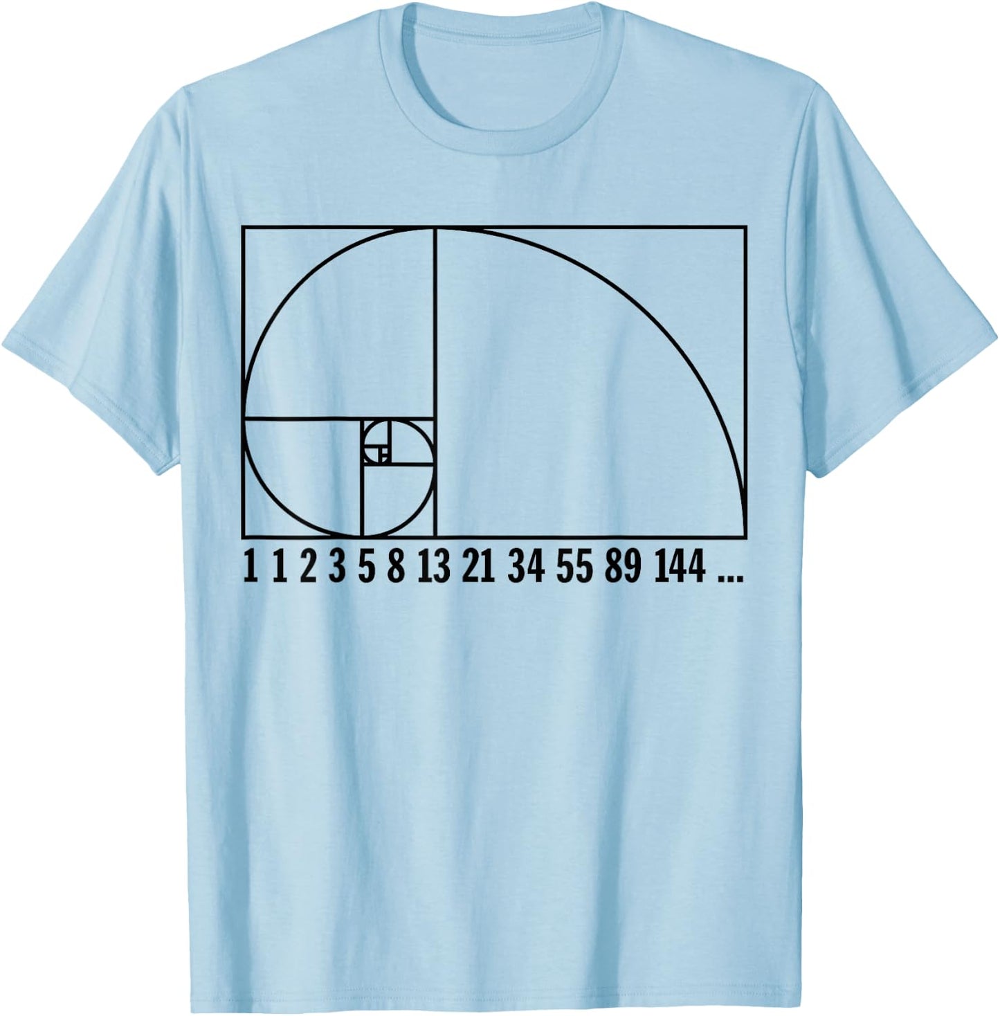 Fibonacci Spiral - Number Sequence black - Science T-Shirt - T-Shirt | Light Blue