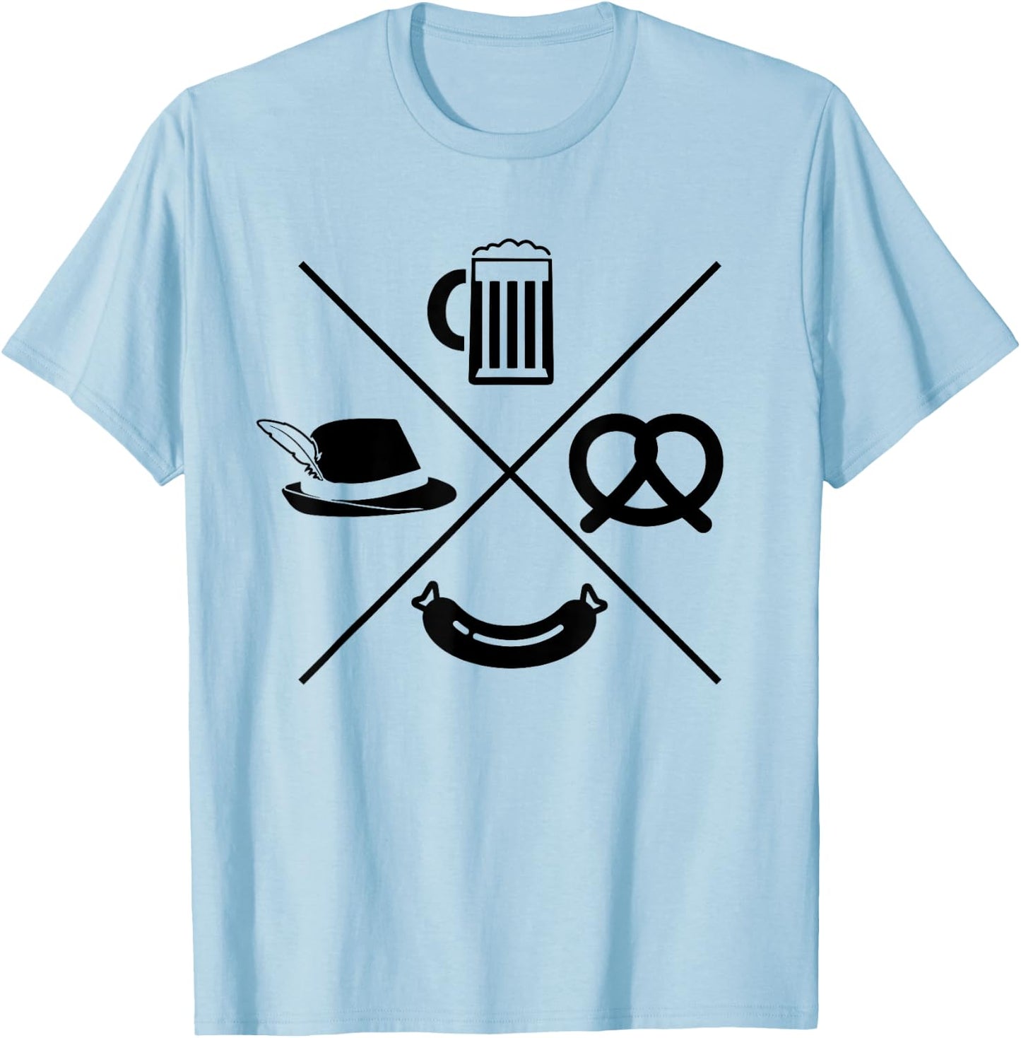 Oktoberfest - Beer Wurst Pretzel Funny German Souvenir Gift T-Shirt - T-Shirt | Light Blue
