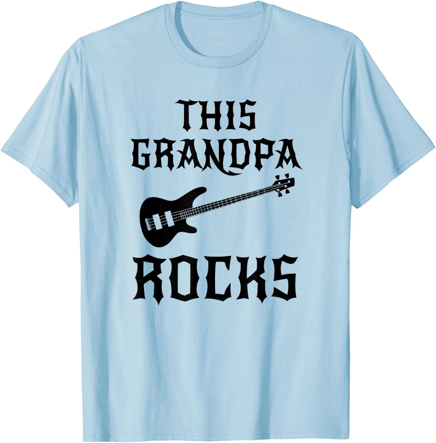 This Grandpa Rocks T Shirt Fathers Day Birthday Guitar Gift T-Shirt - T-Shirt | Light Blue