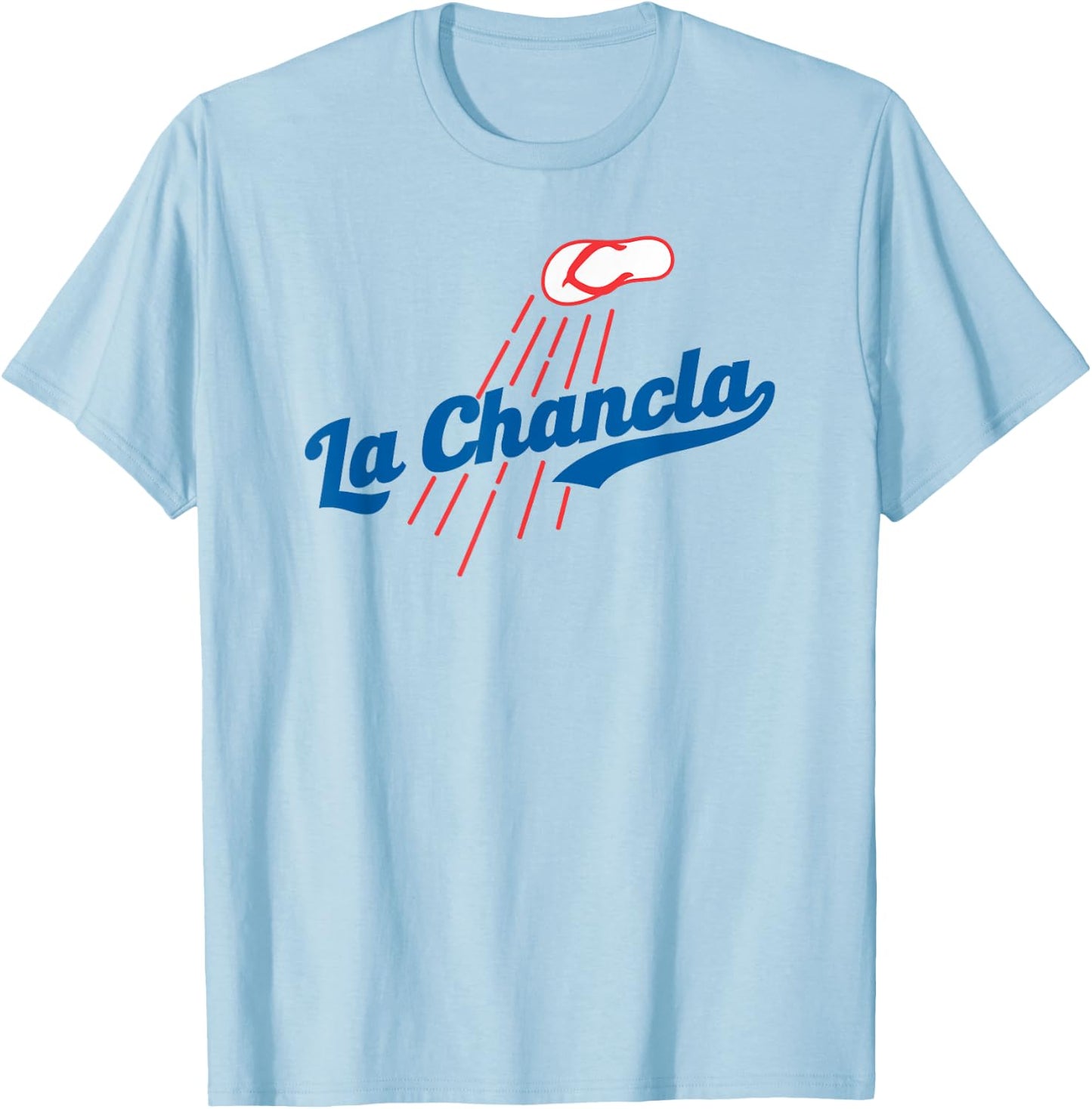 Funny Baseball Mexican Themed Flying La Chancla Flops T-Shirt - T-Shirt | Light Blue