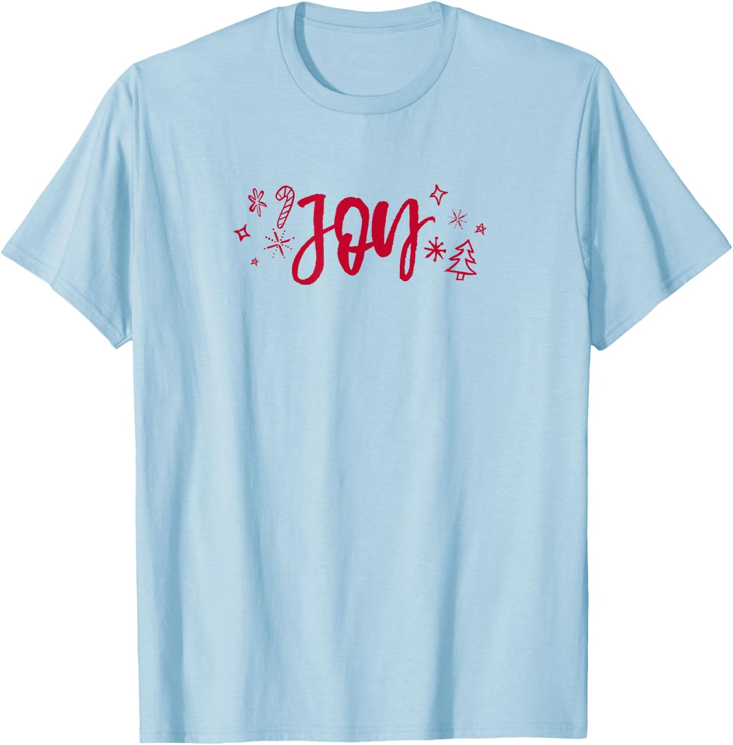 Pink Women's Cute Joy Christmas Holiday Gift T-Shirt - T-Shirt | Light Blue