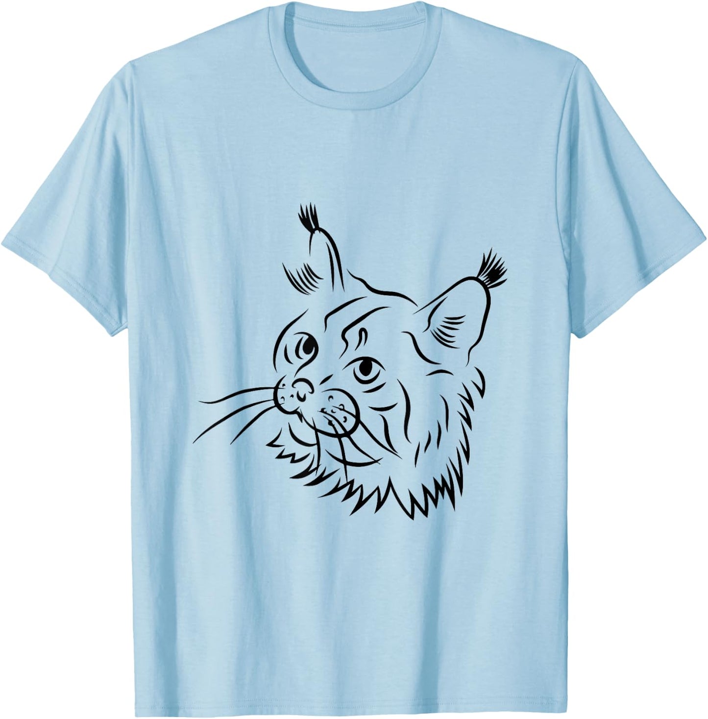 Maine Coon Cat Sketch Illustration T-Shirt - T-Shirt | Light Blue