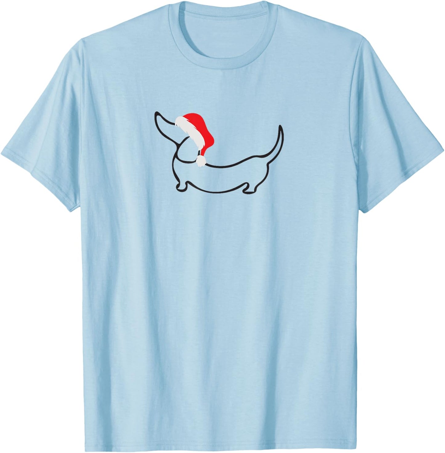 Dachshund In Santa Hat Christmas T-Shirt - T-Shirt | Light Blue