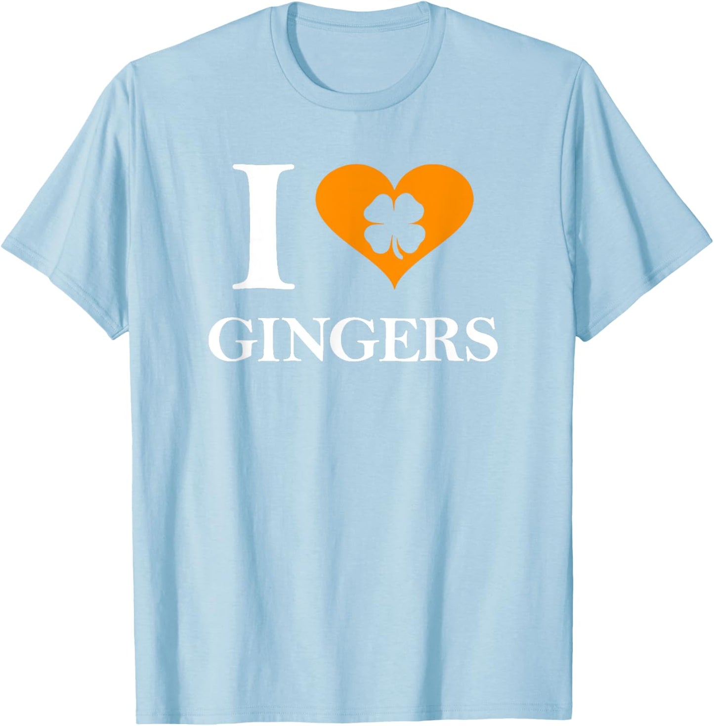 I Love Gingers Heart Shamrock Redhead Lover Shirt T-Shirt - T-Shirt | Light Blue