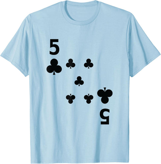 Five of Clubs 5 poker playing card costume shirt T-Shirt - T-Shirt | Light Blue