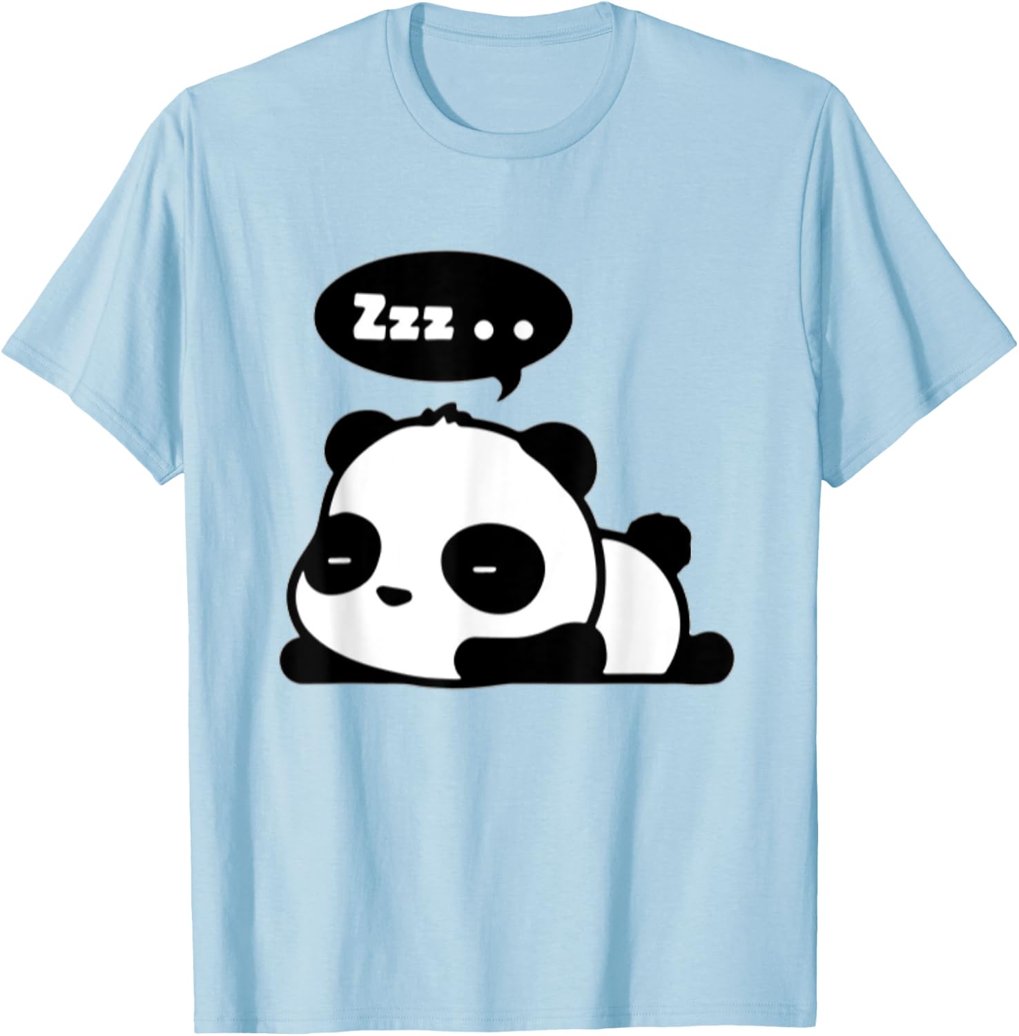 Sleeping Panda | Adorable Cute Panda Cartoon Zzz T-Shirt - T-Shirt | Light Blue