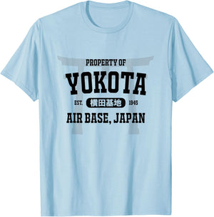Military : Property of Yokota Air Base (Black) T-Shirt - T-Shirt | Light Blue