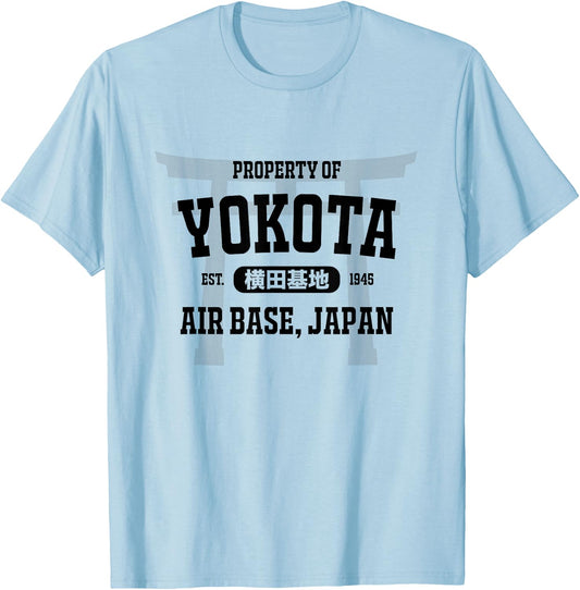 Military : Property of Yokota Air Base (Black) T-Shirt - T-Shirt | Light Blue
