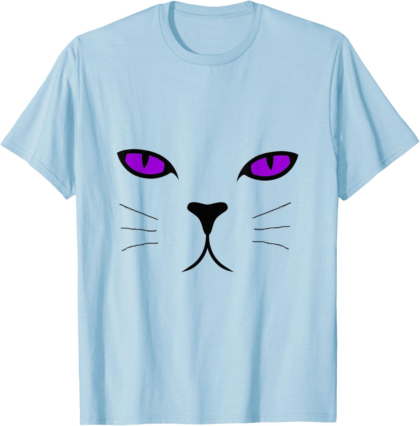Giant Cat Face Purple Eyes Halloween Costume Shirt Men Women Kids T-Shirt - T-Shirt | Light Blue