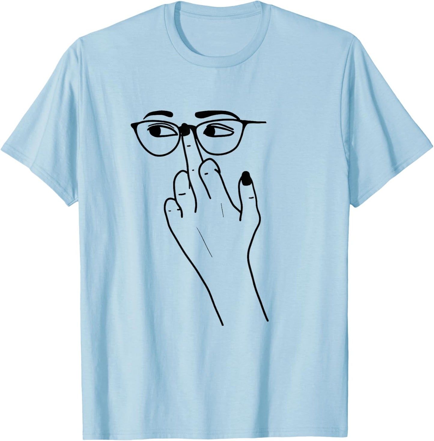 Glasses Middle Finger Attitude T-Shirt - T-Shirt | Light Blue