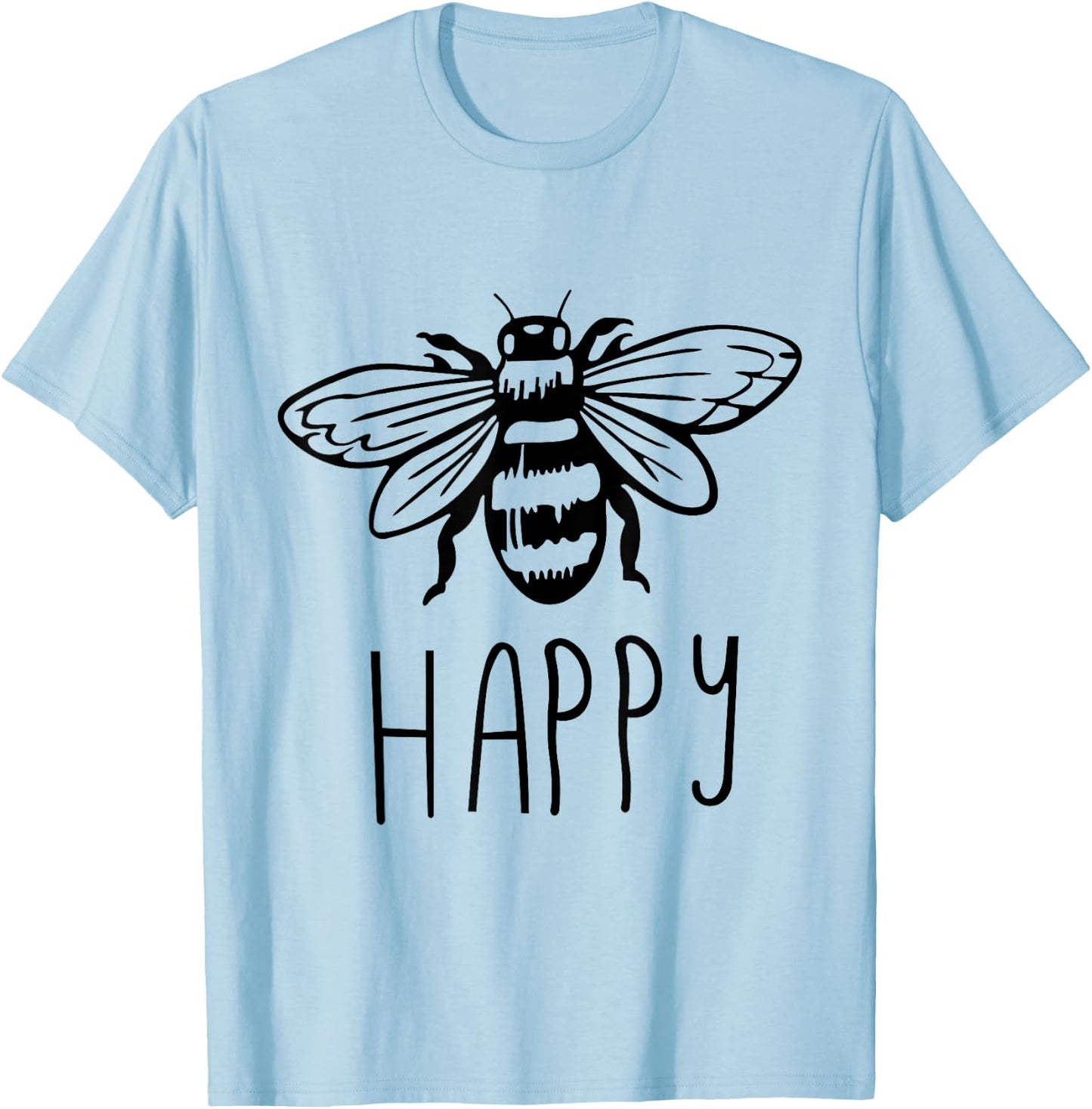 Be Happy Bee Happy Funny Save The Bees Honey Hive Honeycomb T-Shirt - T-Shirt | Light Blue