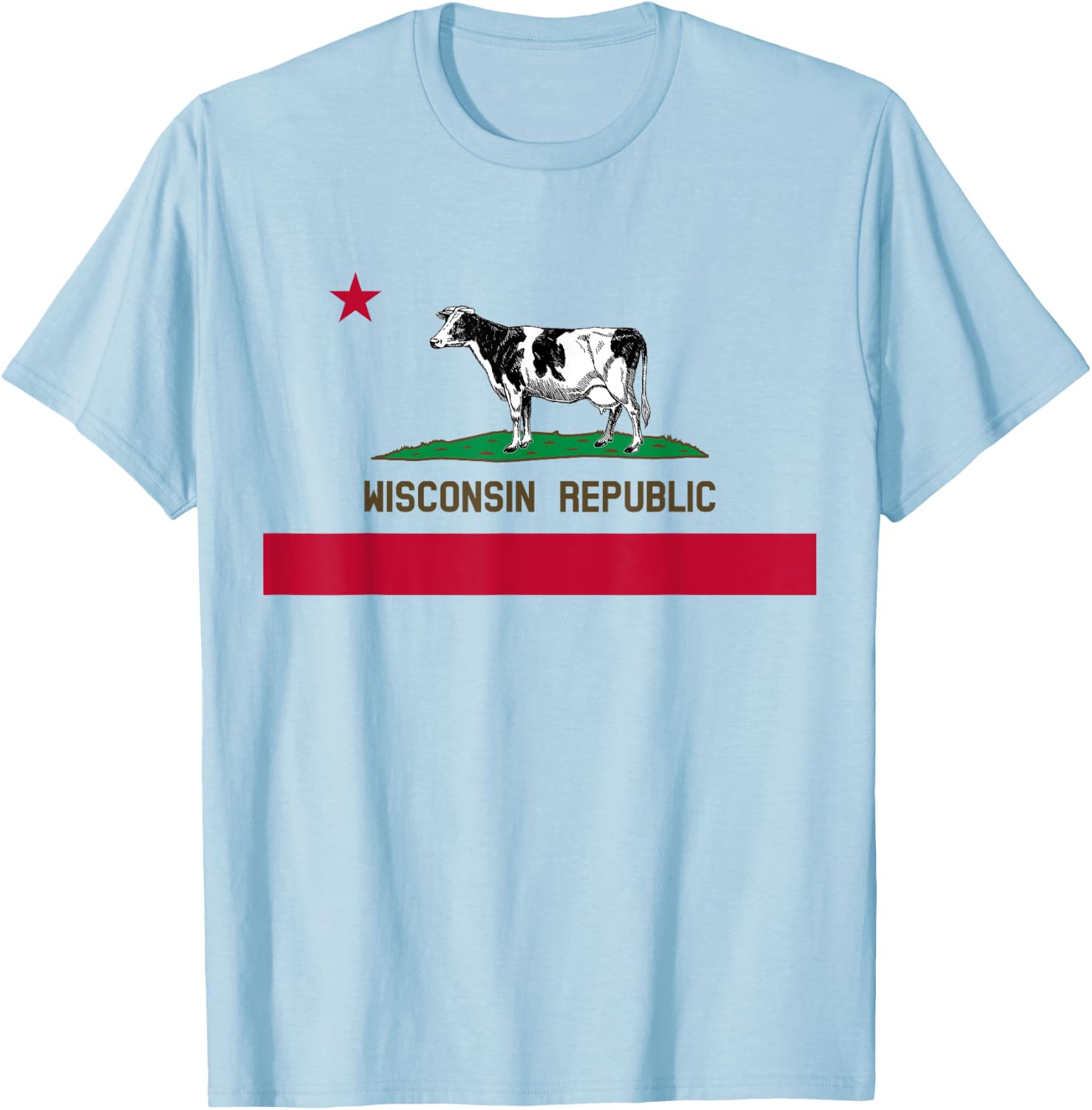 California Style Wisconsin State Flag T-Shirt - T-Shirt | Light Blue