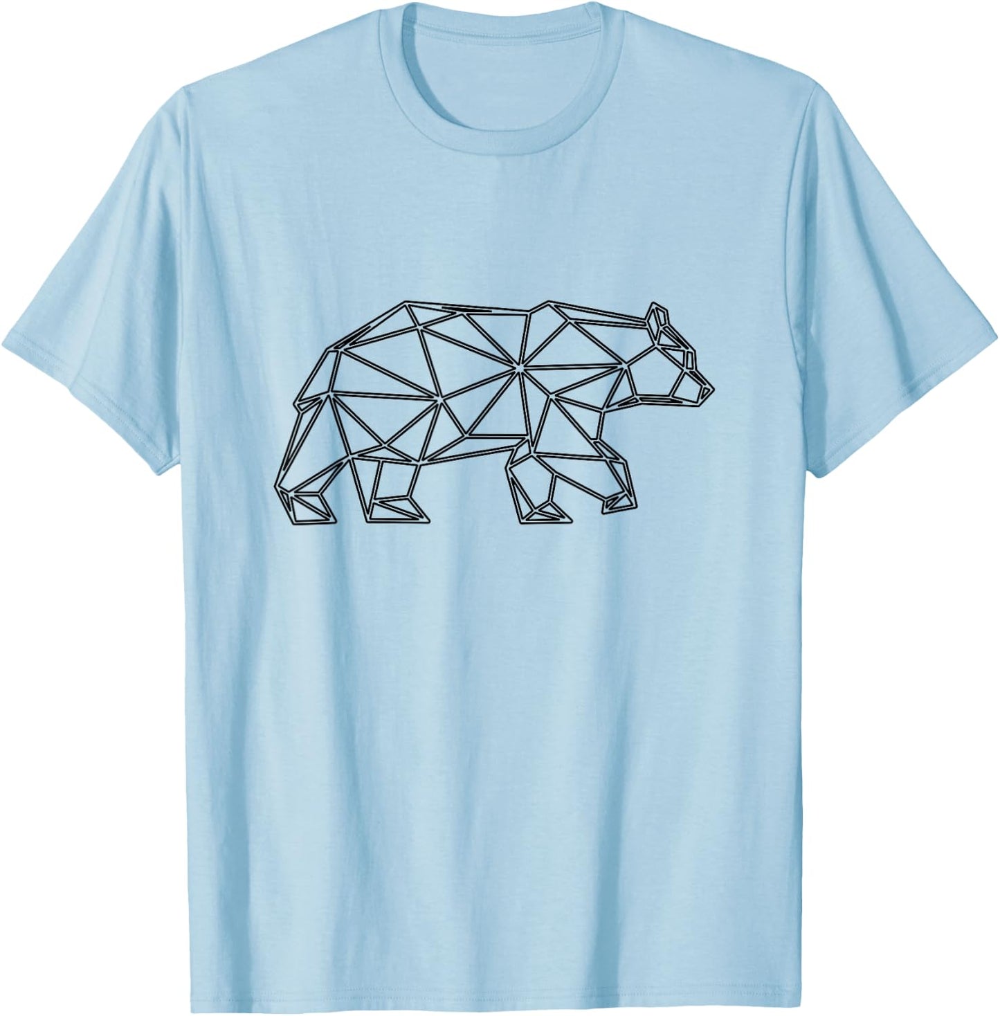 Geometric Bear. Wild Grizzly Bear Angle Design. T-Shirt - T-Shirt | Light Blue