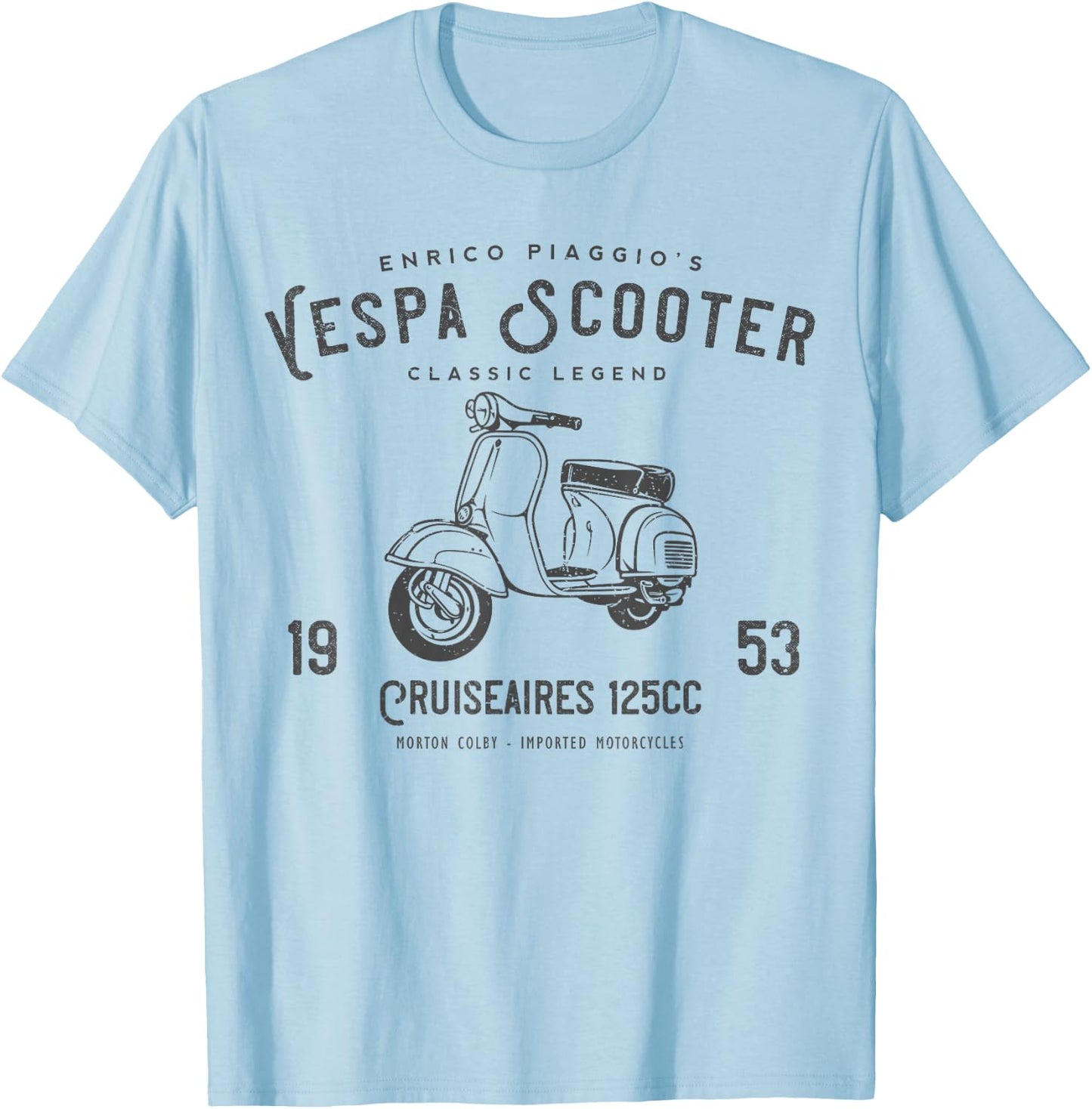 Vintage Piaggio Scooter 1953 125cc T Shirt Original Design T-Shirt - T-Shirt | Light Blue