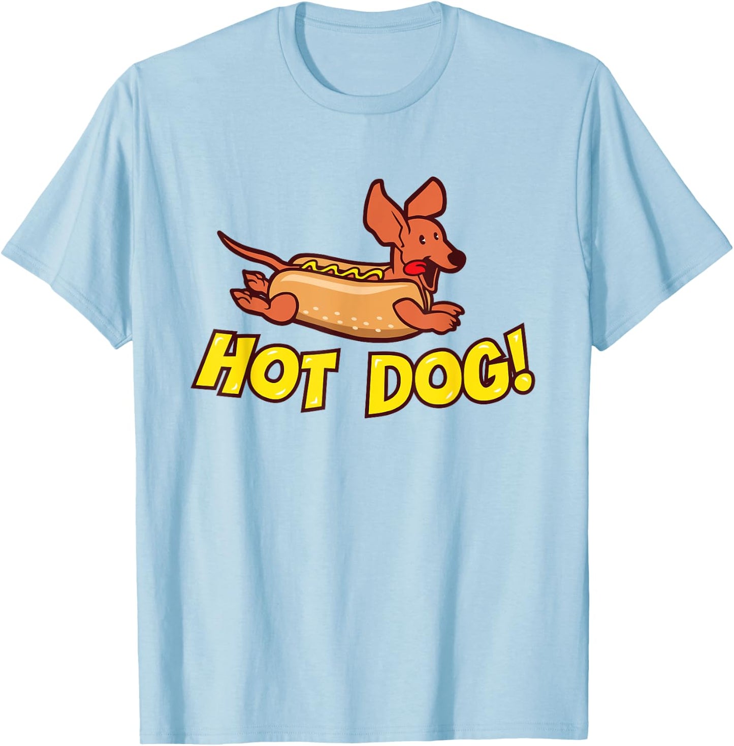 Dachshund "Hot Dog!" Wiener Dog Shirt , Women & Kids T-Shirt - T-Shirt | Light Blue