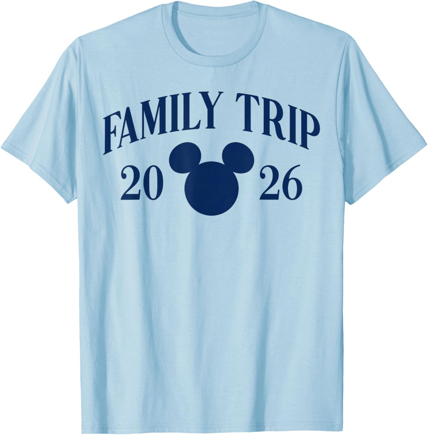 Disney Mickey and Friends Family Trip 2026 Blue Silhouette T-Shirt - T-Shirt | Light Blue